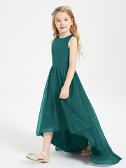 Asymmetrical Junior Bridesmaid Dresses with Scoop Neckline Peacock