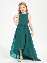 Asymmetrical Junior Bridesmaid Dresses with Scoop Neckline Peacock