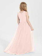 Asymmetrical Junior Bridesmaid Dresses with Scoop Neckline Pearl Pink