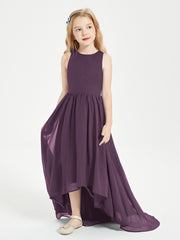 Asymmetrical Junior Bridesmaid Dresses with Scoop Neckline Plum