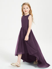 Asymmetrical Junior Bridesmaid Dresses with Scoop Neckline Plum