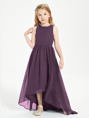 Asymmetrical Junior Bridesmaid Dresses with Scoop Neckline Plum