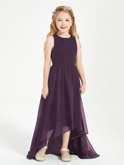 Asymmetrical Junior Bridesmaid Dresses with Scoop Neckline Plum