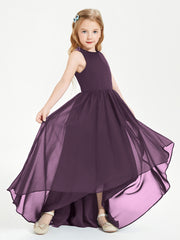 Asymmetrical Junior Bridesmaid Dresses with Scoop Neckline Plum