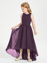 Asymmetrical Junior Bridesmaid Dresses with Scoop Neckline Plum