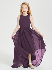 Asymmetrical Junior Bridesmaid Dresses with Scoop Neckline Plum