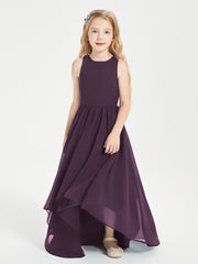 Asymmetrical Junior Bridesmaid Dresses with Scoop Neckline Plum