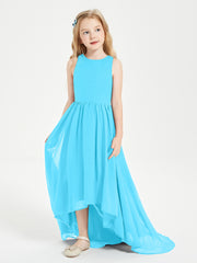 Asymmetrical Junior Bridesmaid Dresses with Scoop Neckline Pool