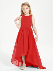 Asymmetrical Junior Bridesmaid Dresses with Scoop Neckline Red