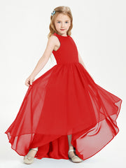 Asymmetrical Junior Bridesmaid Dresses with Scoop Neckline Red