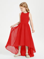Asymmetrical Junior Bridesmaid Dresses with Scoop Neckline Red