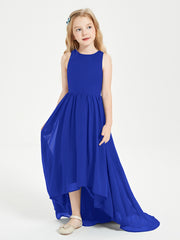 Asymmetrical Junior Bridesmaid Dresses with Scoop Neckline Royal Blue