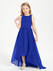 Asymmetrical Junior Bridesmaid Dresses with Scoop Neckline Royal Blue