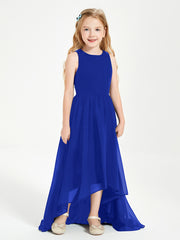 Asymmetrical Junior Bridesmaid Dresses with Scoop Neckline Royal Blue