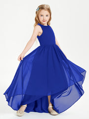 Asymmetrical Junior Bridesmaid Dresses with Scoop Neckline Royal Blue