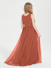 Asymmetrical Junior Bridesmaid Dresses with Scoop Neckline Rust