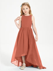 Asymmetrical Junior Bridesmaid Dresses with Scoop Neckline Rust
