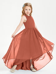 Asymmetrical Junior Bridesmaid Dresses with Scoop Neckline Rust