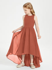Asymmetrical Junior Bridesmaid Dresses with Scoop Neckline Rust