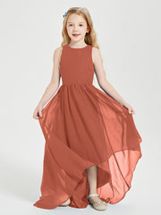 Asymmetrical Junior Bridesmaid Dresses with Scoop Neckline Rust