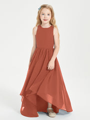 Asymmetrical Junior Bridesmaid Dresses with Scoop Neckline Rust