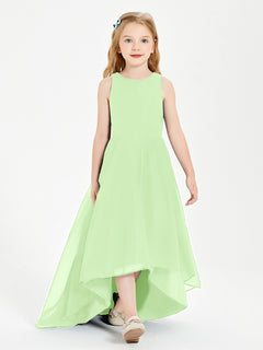 Asymmetrical Junior Bridesmaid Dresses with Scoop Neckline Sage