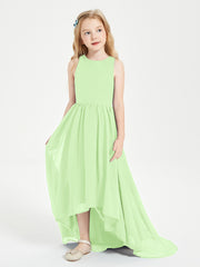 Asymmetrical Junior Bridesmaid Dresses with Scoop Neckline Sage