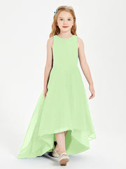 Asymmetrical Junior Bridesmaid Dresses with Scoop Neckline Sage