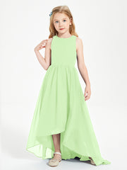 Asymmetrical Junior Bridesmaid Dresses with Scoop Neckline Sage