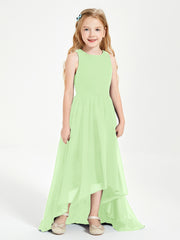 Asymmetrical Junior Bridesmaid Dresses with Scoop Neckline Sage