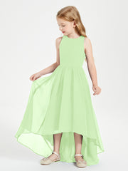 Asymmetrical Junior Bridesmaid Dresses with Scoop Neckline Sage
