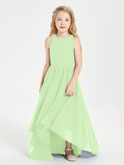 Asymmetrical Junior Bridesmaid Dresses with Scoop Neckline Sage