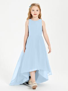 Asymmetrical Junior Bridesmaid Dresses with Scoop Neckline Sky Blue