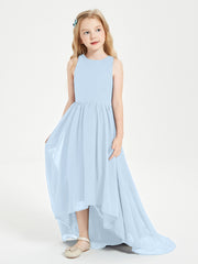 Asymmetrical Junior Bridesmaid Dresses with Scoop Neckline Sky Blue