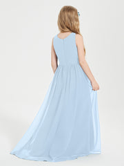 Asymmetrical Junior Bridesmaid Dresses with Scoop Neckline Sky Blue