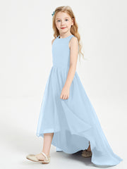 Asymmetrical Junior Bridesmaid Dresses with Scoop Neckline Sky Blue