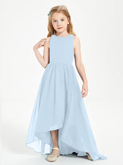 Asymmetrical Junior Bridesmaid Dresses with Scoop Neckline Sky Blue