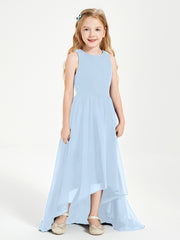 Asymmetrical Junior Bridesmaid Dresses with Scoop Neckline Sky Blue