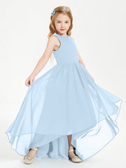 Asymmetrical Junior Bridesmaid Dresses with Scoop Neckline Sky Blue