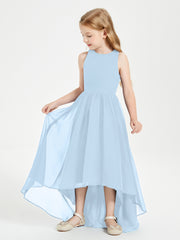 Asymmetrical Junior Bridesmaid Dresses with Scoop Neckline Sky Blue