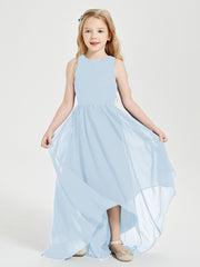 Asymmetrical Junior Bridesmaid Dresses with Scoop Neckline Sky Blue