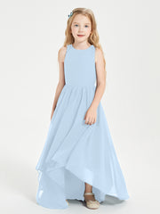 Asymmetrical Junior Bridesmaid Dresses with Scoop Neckline Sky Blue