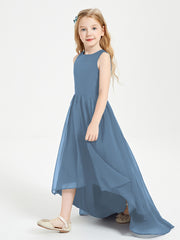 Asymmetrical Junior Bridesmaid Dresses with Scoop Neckline Slate Blue