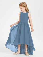 Asymmetrical Junior Bridesmaid Dresses with Scoop Neckline Slate Blue