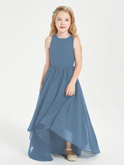 Asymmetrical Junior Bridesmaid Dresses with Scoop Neckline Slate Blue