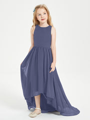 Asymmetrical Junior Bridesmaid Dresses with Scoop Neckline Stormy