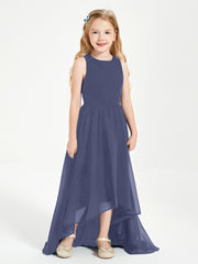 Asymmetrical Junior Bridesmaid Dresses with Scoop Neckline Stormy