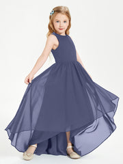 Asymmetrical Junior Bridesmaid Dresses with Scoop Neckline Stormy