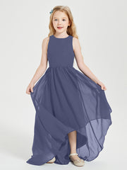 Asymmetrical Junior Bridesmaid Dresses with Scoop Neckline Stormy