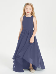 Asymmetrical Junior Bridesmaid Dresses with Scoop Neckline Stormy